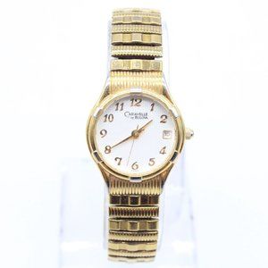 Caravelle By Bulova Watch Womens Gold Tone Stainless Steel Classic White Dial